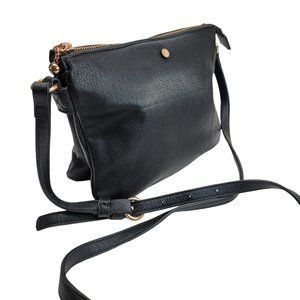 Lauren Conrad Black Crossbody Shoulder Handbag Purse Rose Gold Hardware PD037